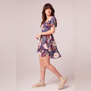 Band of Gypsies Floral Mini Dress - Purple and White